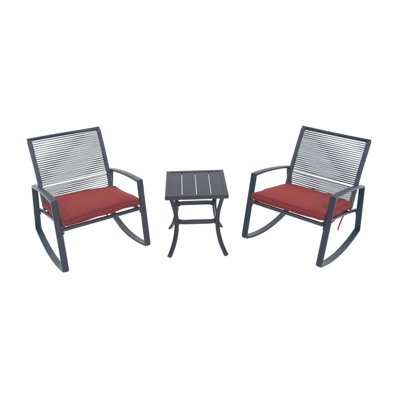 Ensemble de conversation bistro en métal pour 2 personnes, Rouge
