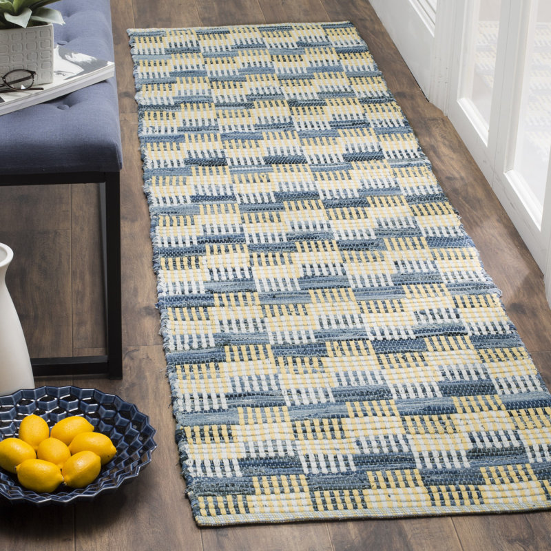 Alberta Hand Woven Cotton Abstract Rug, Runner 2'3" x 6'