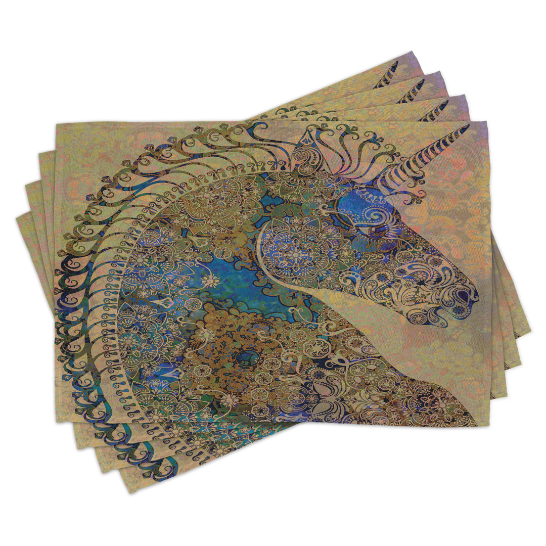 Platzdeckchen 4er-Set, Mandala Pastell, Multicolor