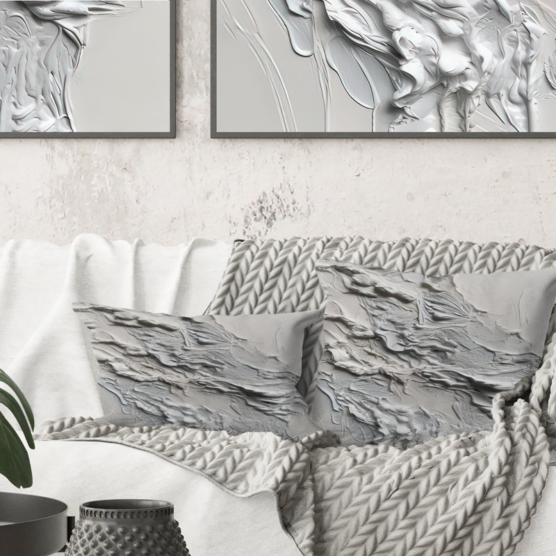 White And Tranquility Unleashed - Abstract Marble Printed Throw Pillow