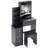 29.2" Small Space Left Bedside Cabinet Vanity Table + Cushioned Stool,Extra Large Right Sliding Mirror,Multi Layer High Capacity Storage,Practical Fashionable Dresser,Suitable For Small Space