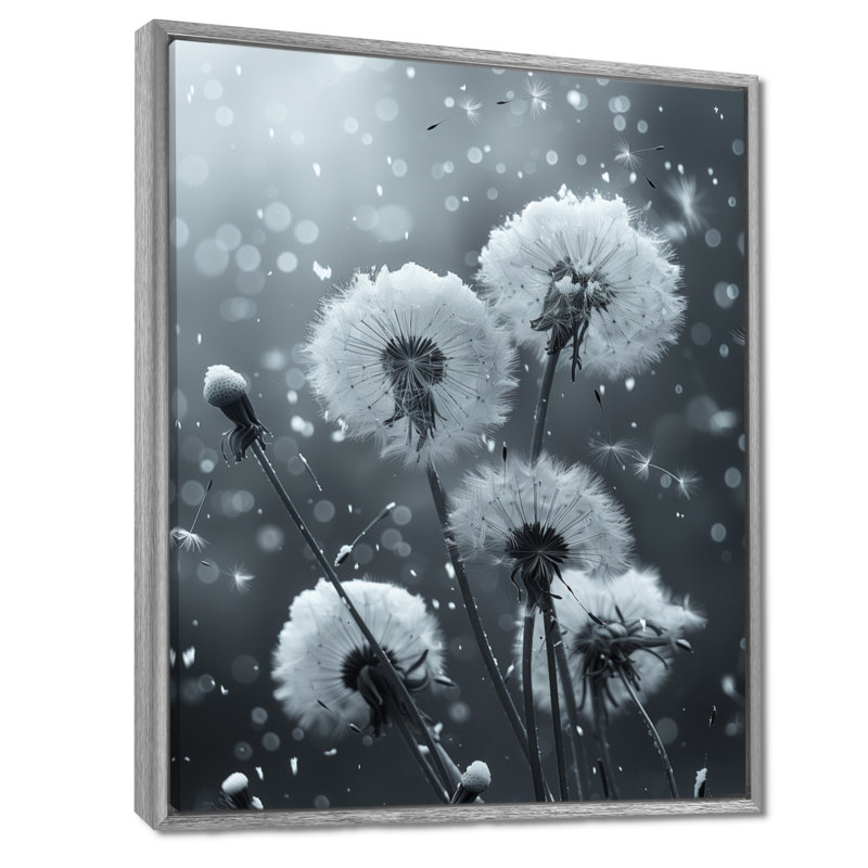 Élégant monochrome pissenlit Silhouette II - impression d'art mural pissenlit, H 40 po x l 30 po x P 1,5 po