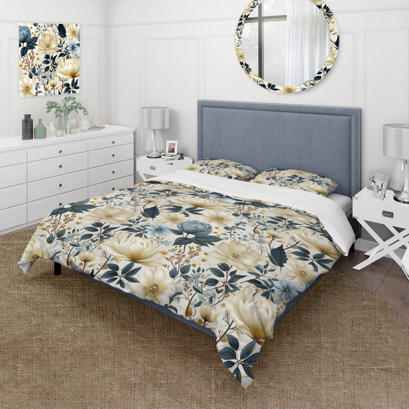Literie Whispering Flora, Housse de couette pour très grand lit et 2 très