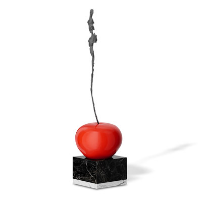 Black+Cherry+White Free Form Glass Steel+Marble Decorative Object