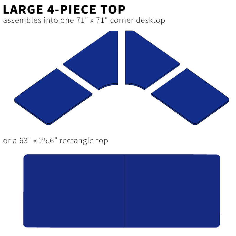 71" x 71" Desk Table Top (DESK-TOP2CB Series), Black