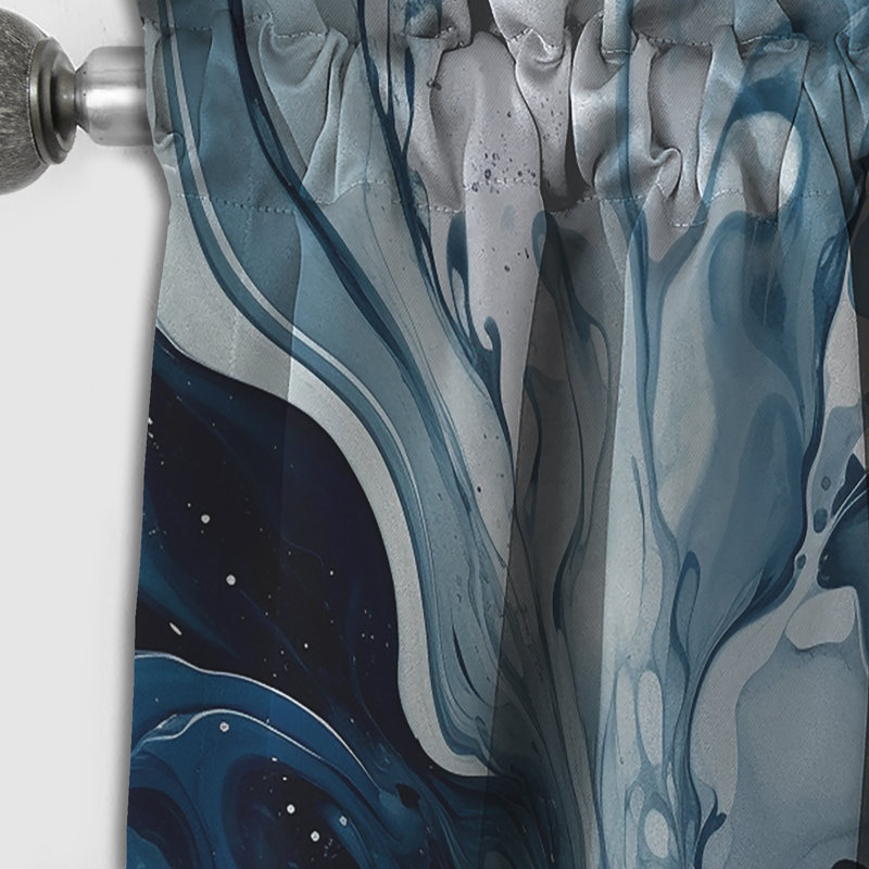 Bleu et gris Elixir I - Rideau abstrait occultant moderne - 1 panneau, L 52 po x L 84 po