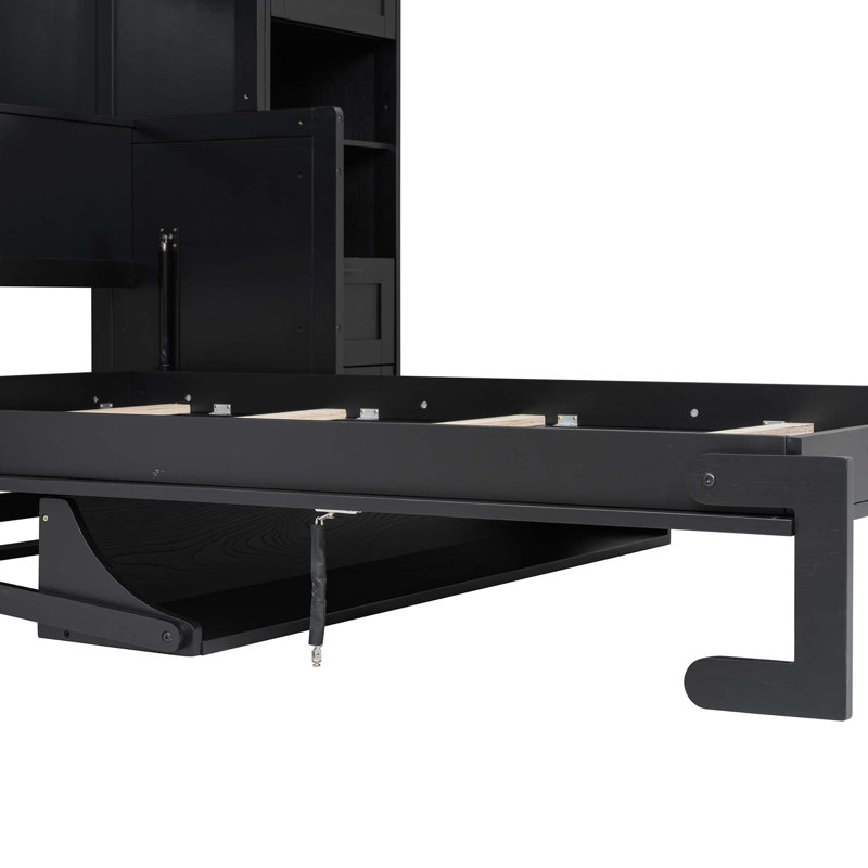 Space-Saving Murphy Bed with Integrated Storage and Oak Veneer
