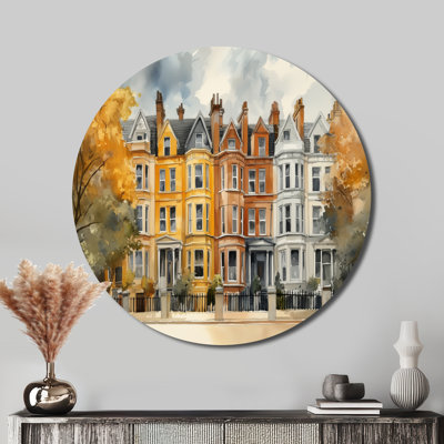 Georgian Row in Quiet Light I - Beige, reproduction d'art murale architecturale en métal