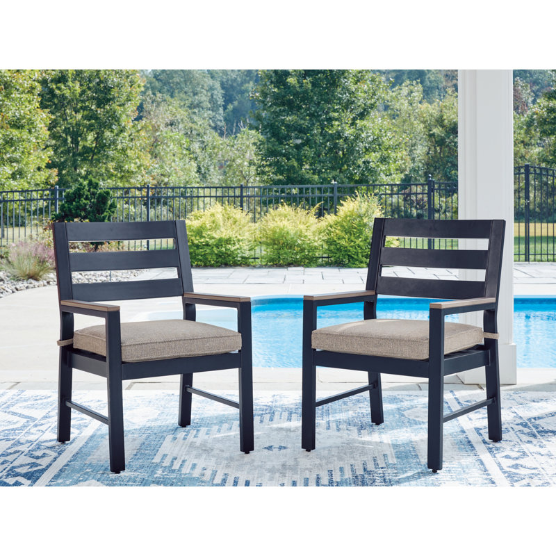 Chaise avec accoudoirs d'extérieur avec coussin L chariot (ensemble de 2)
