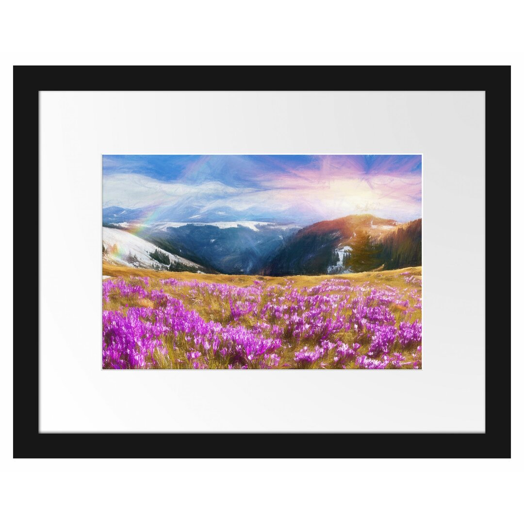 Gerahmtes Poster Berglandschaft Regenbogen