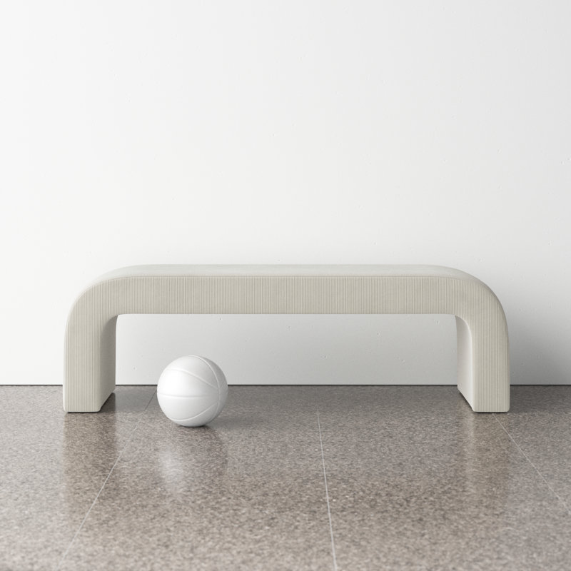 Daine 62" Upholstered Bench, Cream Cordoroy