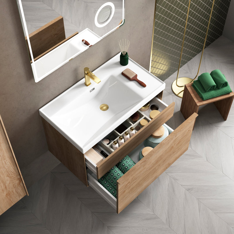 Meuble-lavabo simple avec lavabo Onix Wetherell, Gris naturel, L 23,19 po