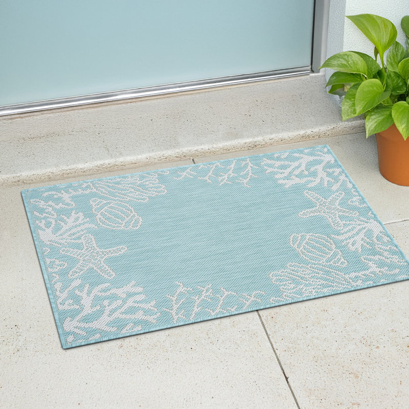 Tapis turquoise à imprimé animal Zendaya, Rectangle 2 pi x 3 pi