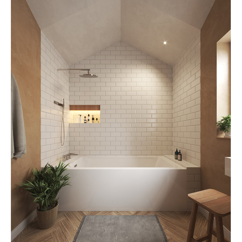 Grayley 66'' x 32'' Soaking Acrylic Bathtub, Polished Chrome, Left