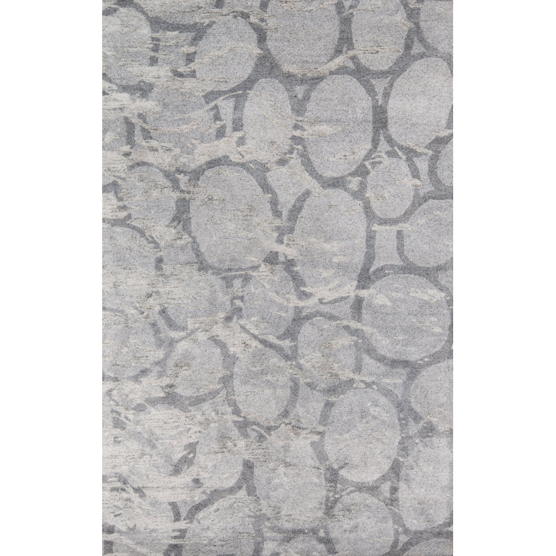 Tapis argenté touffeté à la main Vallone, Rectangle 3 pi 6 po x 5 pi 6 po
