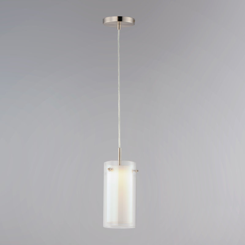 Luminaire suspendu cylindrique à 1 lumière DEL Ahriella, Nickel satiné