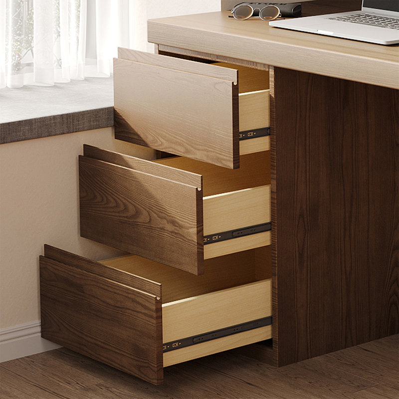 Bureau en bois massif avec bibliothèque et bibliothèque, H 29,53 po x l 70,87 po x P 23,62 po