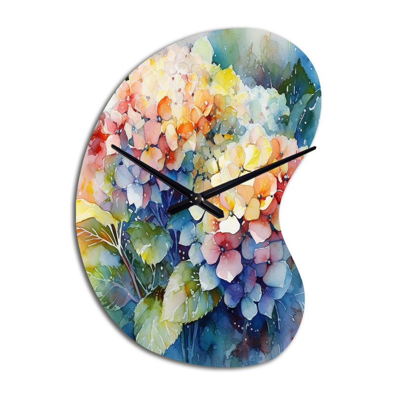 Horloge murale hydrangée bleue et verte, Petit