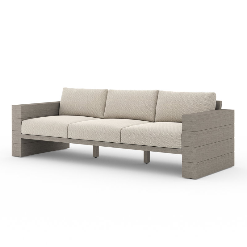 Tsubaki 96" Wide Patio Sofa, Weathered Gray, Charcoal Polypropylene/Olefin