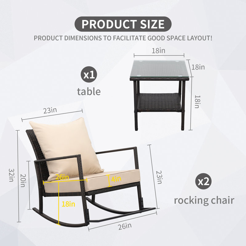 Ensemble de 3 chaises bistro Timberlane, Kaki