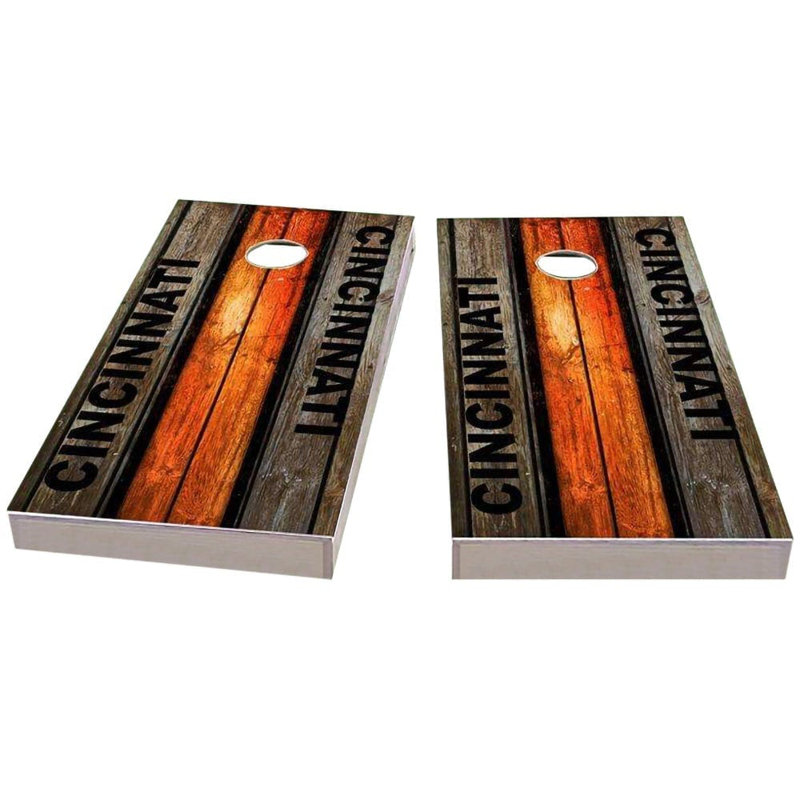 Ensemble de jeu de cornhole 2 x 4 Cincinnati Football | Comprend (2) planches (8) sacs et accessoires optionnels