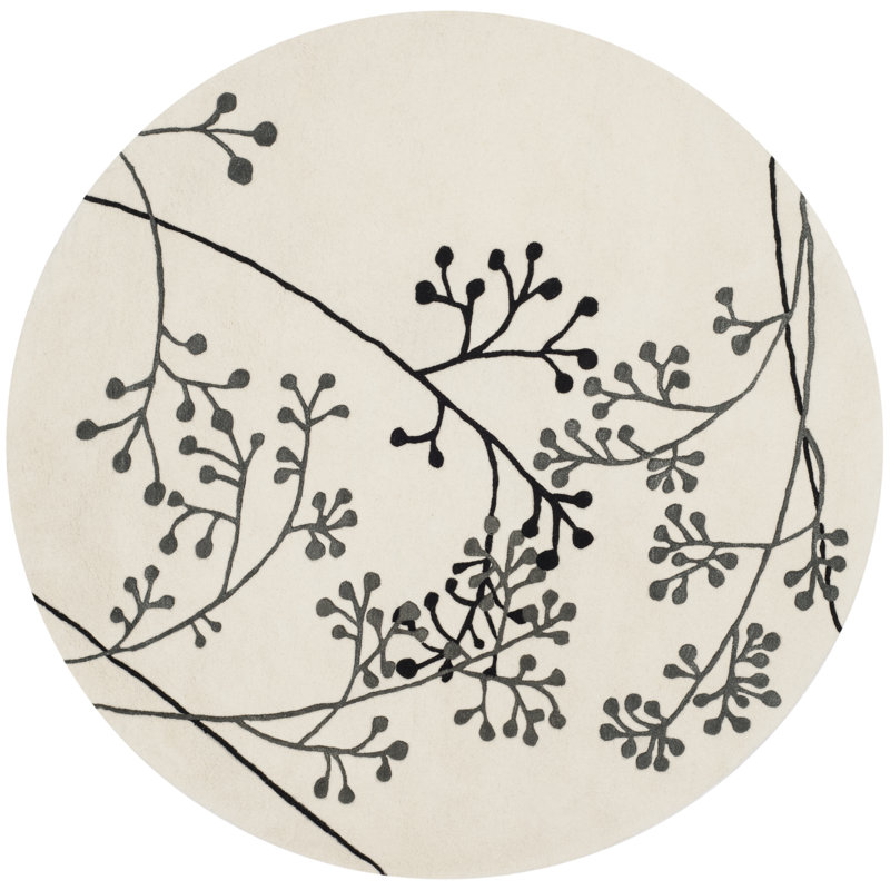 Soho Hand Tufted Wool Floral Rug, Round 8'