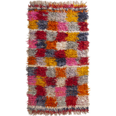 One-of-a-Kind 4'4" X 7'9" 1950s Wool Area Rug in Red