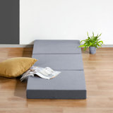 Tri-Folding Memory Foam Mattress Topper, Gel Folding Mattress For Camping, Foldable Guest Bed, Washable Cover, Soft, (Grey, Single)
