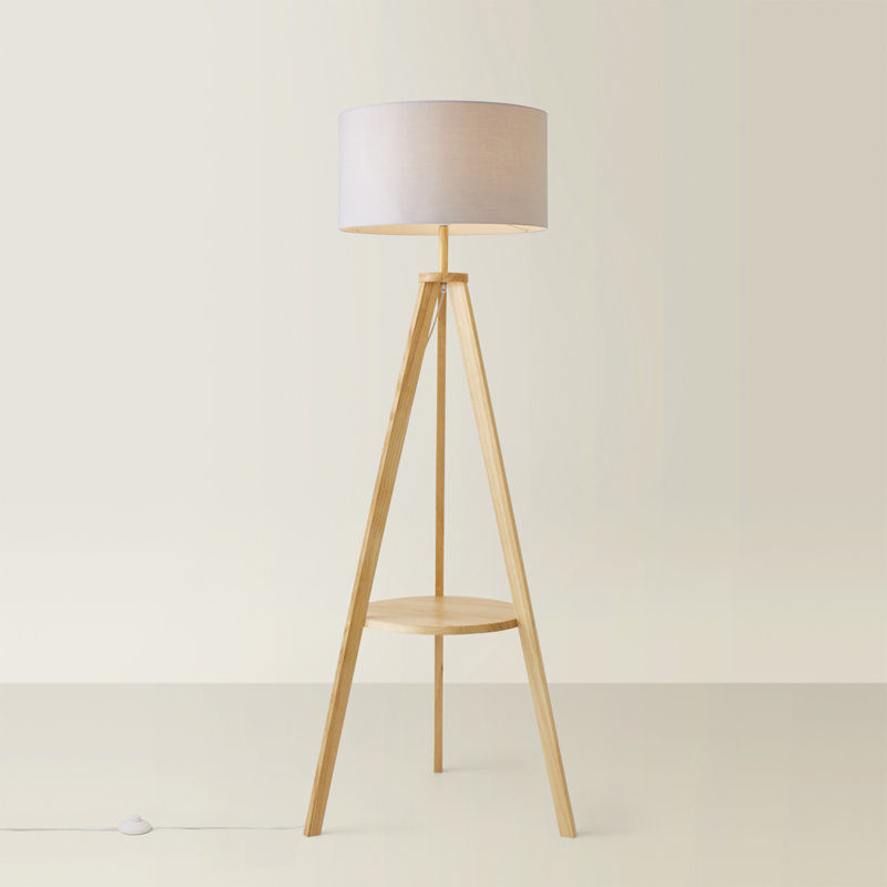 Ismay 149cm Tripod Floor Lamp, Grey, Light Brown, Yes