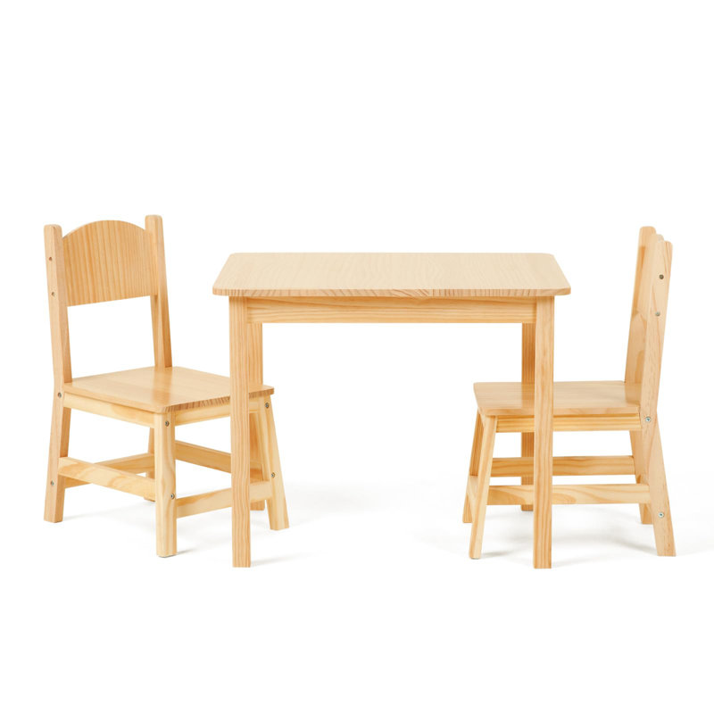 Jisan Kids 3 -Piece Solid Wood Activity Table and Chair Set