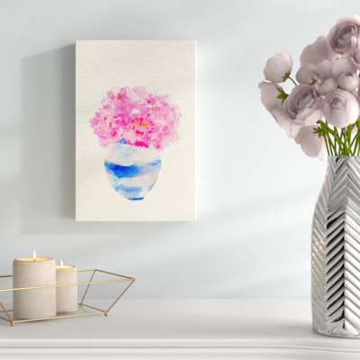 " Bushy Pink Vase II " Painting Print