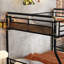 Lit mezzanine double en métal avec DEL, bureau et 4 tablettes de rangement, noir