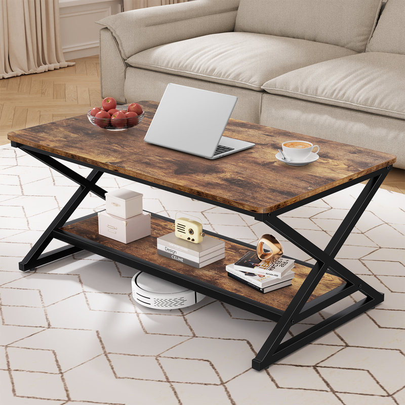 Table basse 39 po, H 17,75 po x L 39,37 po x l 23,62 po, Brun rustique
