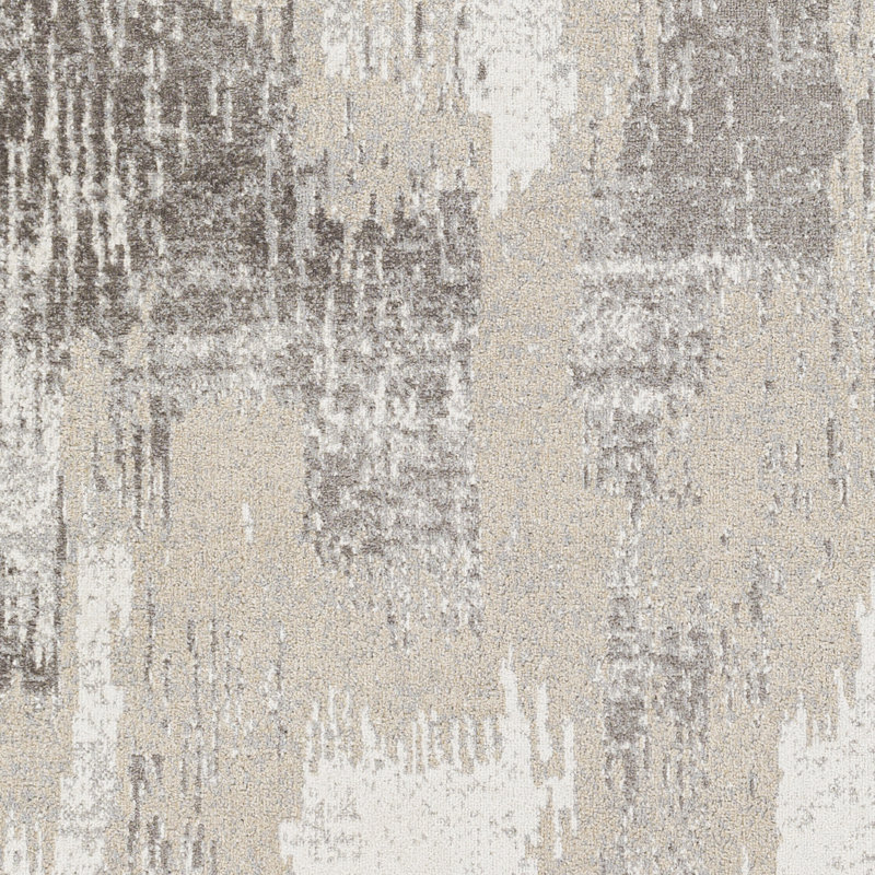 Stuckey Abstract Machine Woven Taupe Area Rug, Rectangle 6'7" x 9'