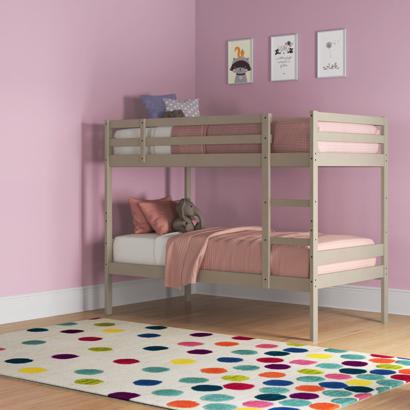 Lit superposé simple Tennie, matelas non inclus, Gris clair