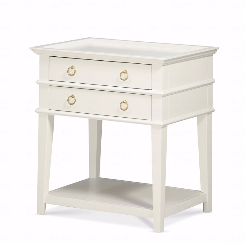 2-Drawer Tray Top Nightstand