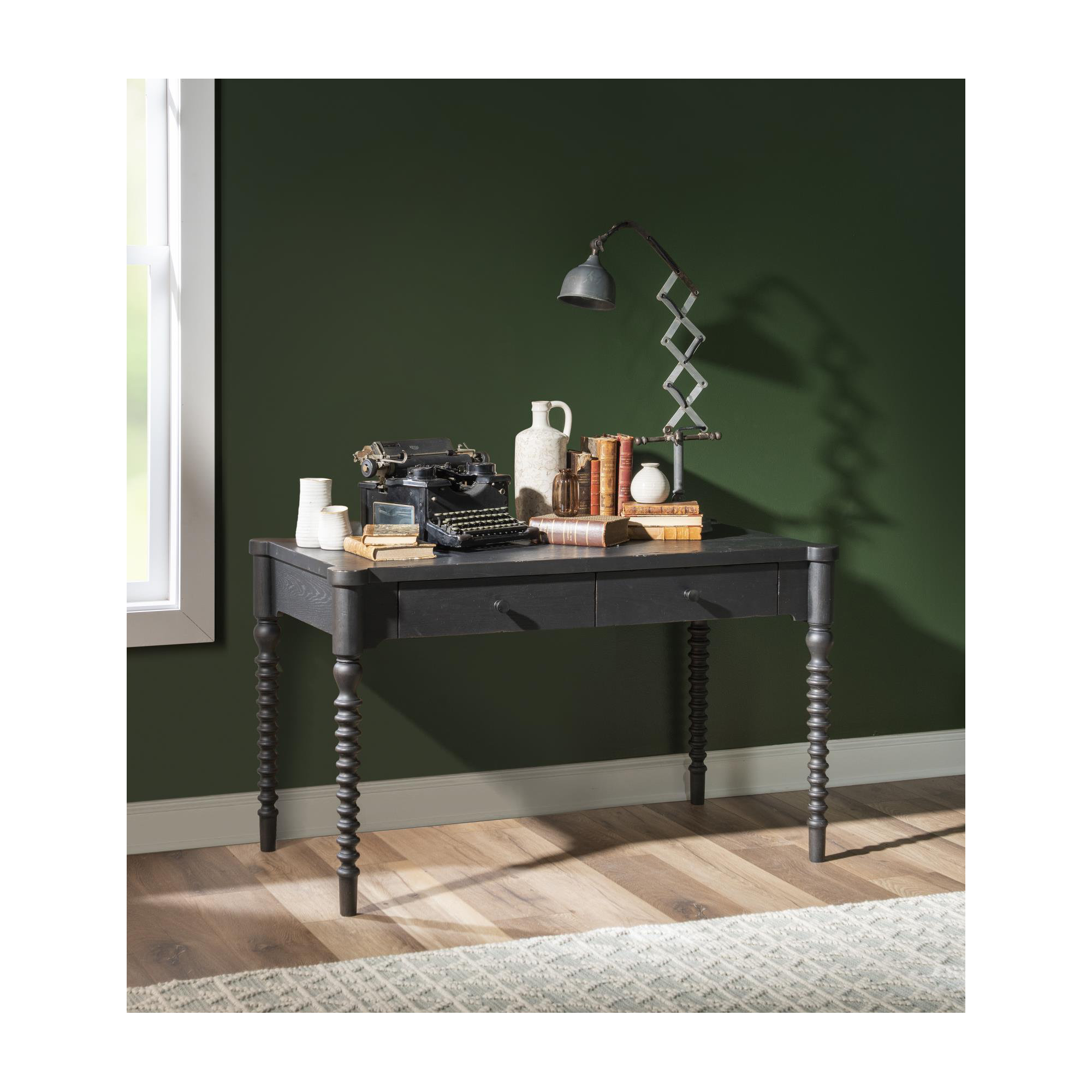 Country Living 2-Drawer Writing Desk, Black