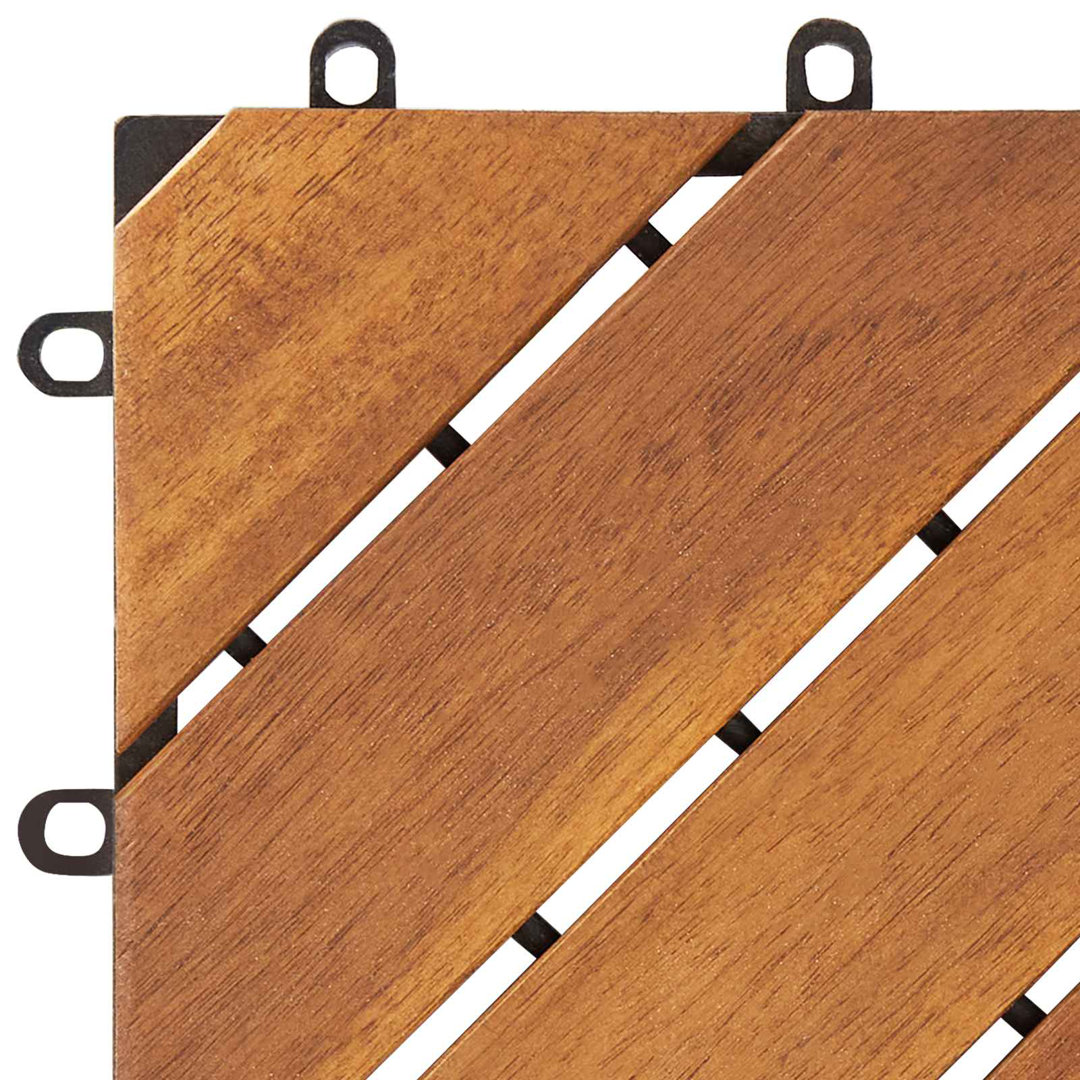 vidaXL Solid Acacia Wood Decking Tiles Grey Wooden Wash Interlocking Tile