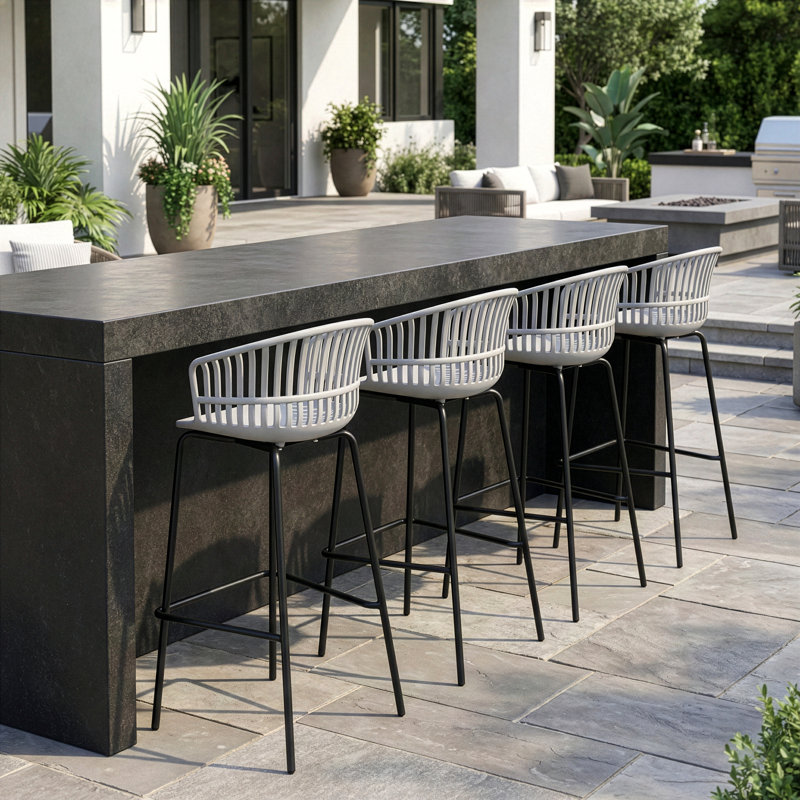 Korrah Counter Stool with Metal Frame, Bar Stool (30” Seat Height), Gray/Black Frame
