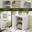 Meuble-lavabo à cadre en bois avec lavabo en résine, tiroir caché et armoire de rangement-1555186741