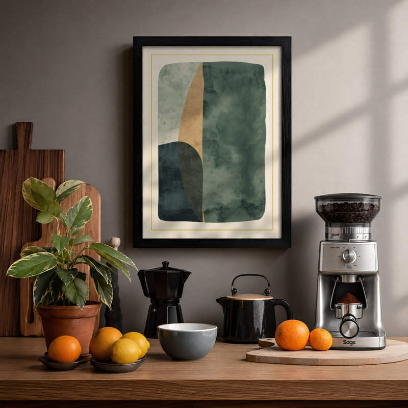 Muted Geometry Minimalist - Framed Print, Black, A4 - 29.7 x 21.0 cm