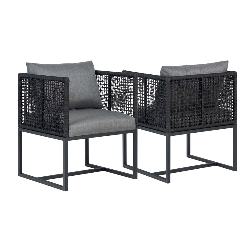 Metal Outdoor Dining Armchair with Cushions
