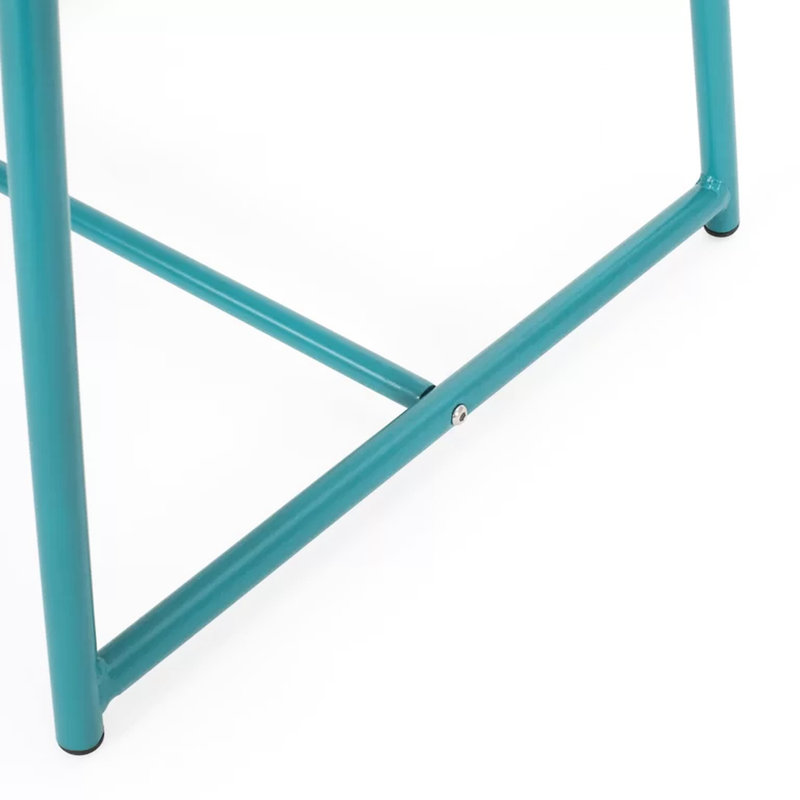 Table d'extérieur de 15,5 po avec aspect minimaliste, structure en fer sarcelle, option de couleur