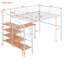 Lit mezzanine double en métal avec bureau et échelle de rangement latérale-829429329