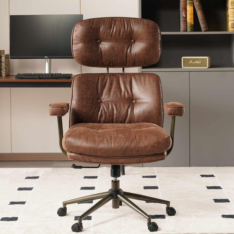 Ergonomic Executive Office Chair, Extra Wide Tufted Seat, High Back Reclining Desk Chair with Lumbar Support, Swivel & Cloud-Like Comfort