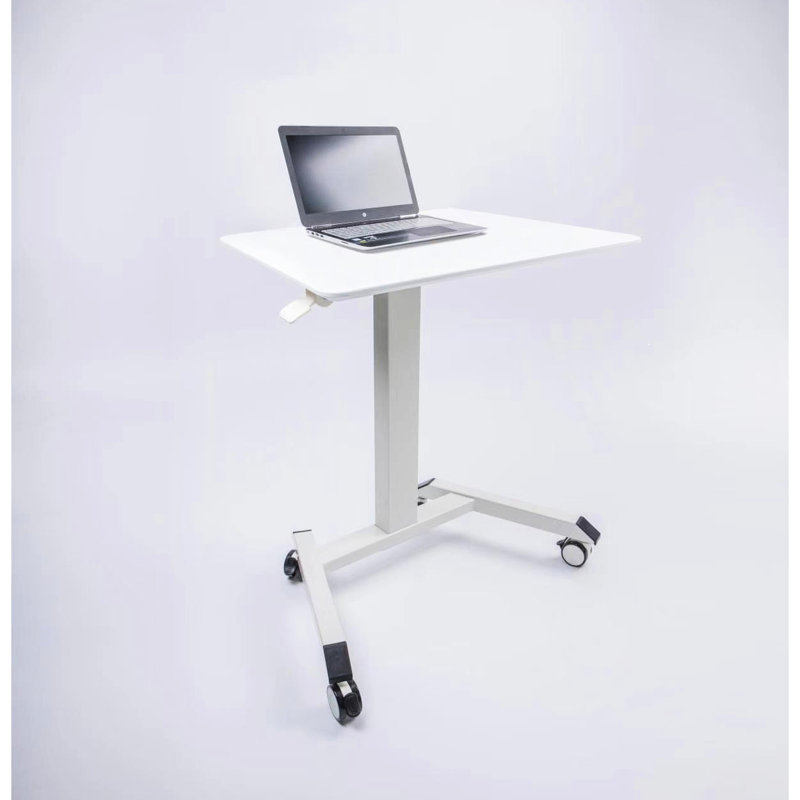 Bureau de travail réglable et compact - blanc, de forme carrée, 28,07 po Profond, contemporain autoportant 30,24 lb, hauteur manuelle 29,97 po 43,30
