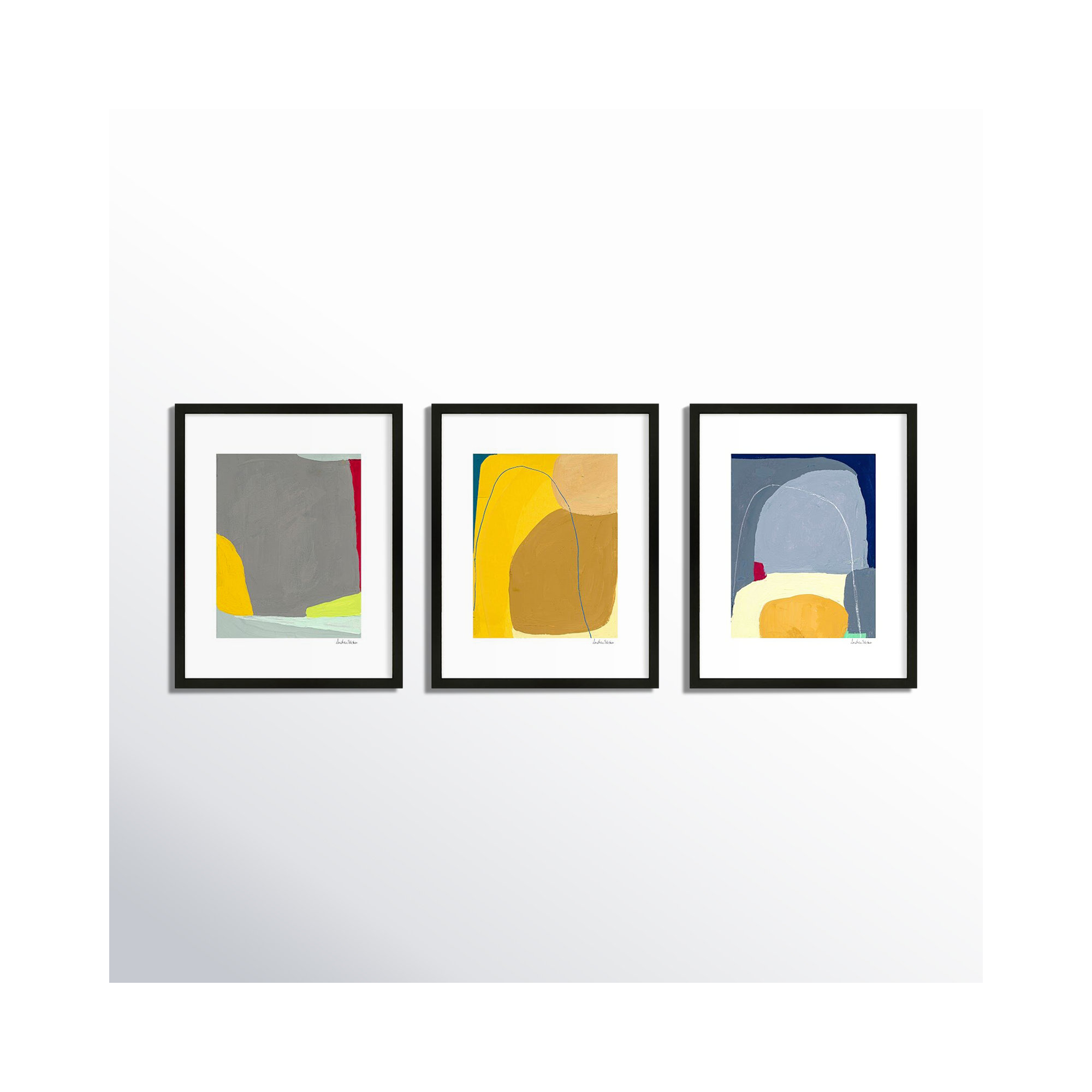 Color Meditation Trio 2. Set Of 3 by Andrea Stokes, Black Framed, 20" H x 16" W x 1.25" D