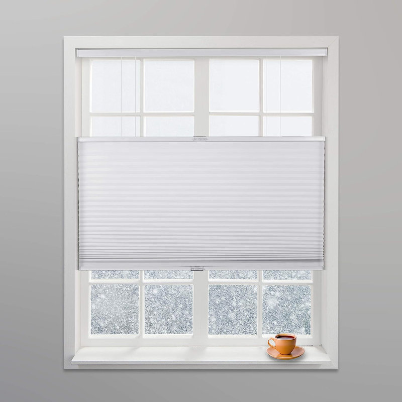 White Cordless Top Down Bottom Up Cellular Fabric Shade 28" W x 60" L