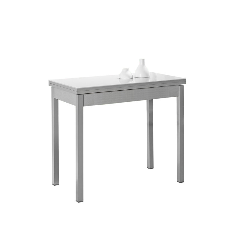 Dhima Glass Top End Table, White