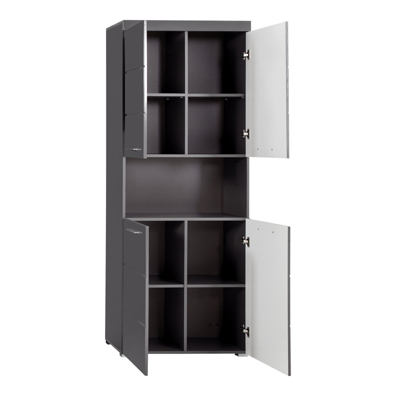 Marvlene Freestanding Linen Cabinet, Grey/Brown/Blue